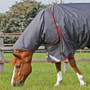 Premier Equine Buster Turnout Rug with Classic Neck Cover 150g in Grey - Lifestyle Neck