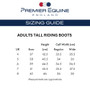 Premier Equine Tall Riding Boots Size Guide