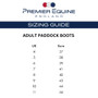 Premier Equine Avanti Leather Paddock Boots - Size Guide