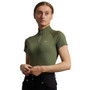 Premier Equine Ladies Aura Short Sleeve Riding Top - Olive - Front