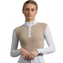 Premier Equine Ladies Rossini Lycra Show Shirt in Beige/White - Front