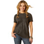 Ariat Ladies Later Gator Short Sleeve Top in Washed Black - Front