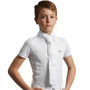 Premier Equine Mini Childrens Antonio Short Sleeve Tie Shirt in White - Front