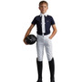 Premier Equine Mini Childrens Antonio Short Sleeve Tie Shirt in Navy - Front Full Length