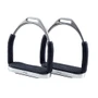 Premier Equine Stainless Steel FLEXI Stirrups - Black - Front view