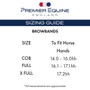 Premier Equine Browband Size Guide