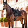 LeMieux Merino+ Half Lined Suede Dressage Saddle Pad in Black - Lifestyle