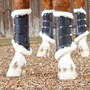 Premier Equine Techno Wool Brushing Boots in Black - Front and Back Legs