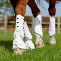 Premier Equine Carbon Tech Kevlar No-Turn Over Reach Boots in White - Front