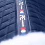 Premier Equine Close Contact Merino Wool European General Purpose Saddle Pad in Navy/Natural Wool - Branding