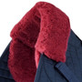 Premier Equine Merino Wool Half Lined General Purpose Numnah in Navy/Burgundy Wool - Pommel Detail