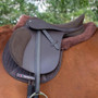Premier Equine Merino Wool Half Lined General Purpose Numnah in Brown/Brown Wool - Lifestyle