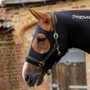 Premier Equine Stretch Lycra Hood in Black - Lifestyle Face and Neck