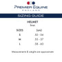 Premier Equine Riding Helmet Liner Size Guide