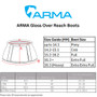Shires ARMA Gloss Over Reach Boots - Size Guide