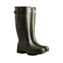 Hunter Boots Mens Balmoral Tall Side Adjustable Neoprene Lined Tech Sole Wellies in Dark Olive - Pair Front