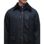 Barbour Mens Country Wax Mac Jacket in Navy - Zip Detail