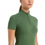 LeMieux Ladies Mia Mesh Short Sleeve Base Layer in Hunter Green - Front Detail
