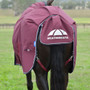 Burgundy tail flap on the WeatherBeeta ComFiTec Essential Combo Turnout Rug 50g