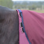 Neck attachment on the burgundy WeatherBeeta Comfitec Essential Standard Turnout Rug