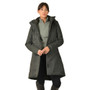 Open front of the WeatherBeeta Ladies All Purpose Waterproof Longline Equestrian Jacket in midnight green