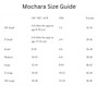 Mochara Ladies Half Zip Sweatshirt - Size Guide