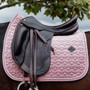 Kentucky Horsewear Velvet Dressage Saddle Pad in Old Rose - Lifestyle