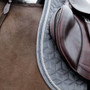 Kentucky Horsewear Basic Velvet Show Jumping Saddle Pad in Grey - Lifestyle Detail
