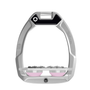 Flex-On Safe-On Stirrups with Flat Ultra Grip - Silver/Light Pink
