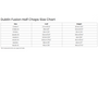 Dublin Fusion Half Chap - Size Guide