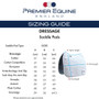 Premier Equine Azzure Anti Slip Satin Dressage Saddle Pad - Size Guide