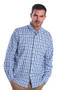 Front of the Barbour Mens Linen Mix 3 Regular Shirt - Blue