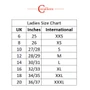 Covalliero Ladies Size Guide