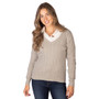 Rydale Ladies Emma V Neck Cable Knit Jumper - Soft Grey