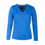 Rydale Ladies Emma V Neck Cable Knit Jumper - Cobalt