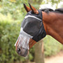 FlyGuard Pro Fine Mesh Fly Mask with Ear Holes and Nose Fringe - Black