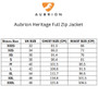 Aubrion Heritage Full Zip Unisex Jacket  - Size Guide