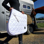 White WeatherBeeta Satin Luxe Air-Tec Euro Jump Shaped Saddle Pad