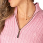 Rydale Ladies Emma Quarter Zip Cable Knit Jumper - Zip Close Up