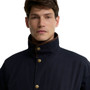 Barbour Mens Bromfield Waterproof Jacket in Dark Navy - Front Neck Detail