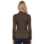 Back of the WeatherBeeta Ladies London Layer Long Sleeve Top - Espresso Marle