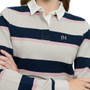 LeMieux Ladies Sloane Stripe Rugby Shirt in Stone - Front Detail
