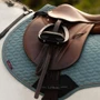 LeMieux Mini Suede Jump Saddle Pad in Aloe - Lifestyle Detail
