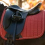 LeMieux Suede Dressage Saddle Pad in Russet - Lifestyle Detail