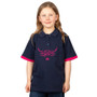 Rydale Girls Highland Cow Polo Shirt - Navy