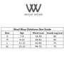 Size guide for the Woof Wear Young Rider Elite Riding Tights