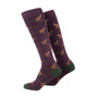 Rydale Ladies Bird Welly Socks - Walking Pheasant/Dark Berry