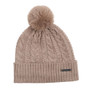 WeatherBeeta Ladies Cable Knit Pom Pom Beanie - Dark Taupe