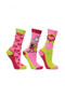 Hy Equestrian Teens Thelwell Collection Hugs Pack of Three Socks in Pink/Lime/Hot Pink