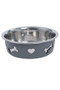 Weatherbeeta Non-Slip Stainless Steel Silicone Bone Dog Bowl - Grey